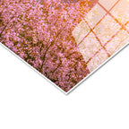 Tamperli Gerçek Cam Tablo Karlı Fuji Dağı Ve Sakura Ağaçları Manzara Tablosu Duvar Dekoru