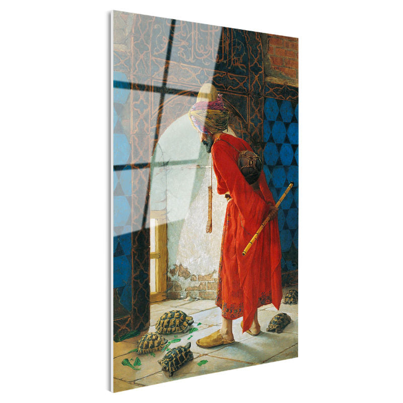 Tamperli Gerçek Cam Tablo Kaplumbağa Terbiyecisi Eseri Osmanlı Tablosu Duvar Dekoru