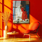 Tamperli Gerçek Cam Tablo Kaplumbağa Terbiyecisi Eseri Osmanlı Tablosu Duvar Dekoru