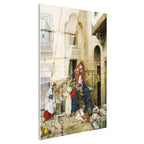 Tamperli Gerçek Cam Tablo Taş Avlu ve Günlük Yaşam Osmanlı Tablosu Duvar Dekoru