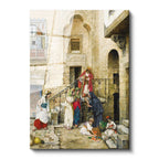 Tamperli Gerçek Cam Tablo Taş Avlu ve Günlük Yaşam Osmanlı Tablosu Duvar Dekoru