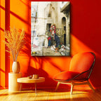 Tamperli Gerçek Cam Tablo Taş Avlu ve Günlük Yaşam Osmanlı Tablosu Duvar Dekoru