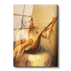 Tamperli Gerçek Cam Tablo Ud Çalan Genç Kadın Osmanlı Tablosu Duvar Dekoru