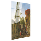 Tamperli Gerçek Cam Tablo Tarihi Sokak ve Serviler Osmanlı Tablosu Duvar Dekoru