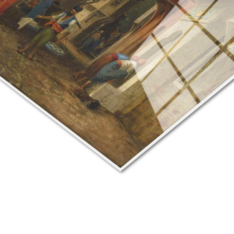 Tamperli Gerçek Cam Tablo Tarihi Sokak ve Serviler Osmanlı Tablosu Duvar Dekoru