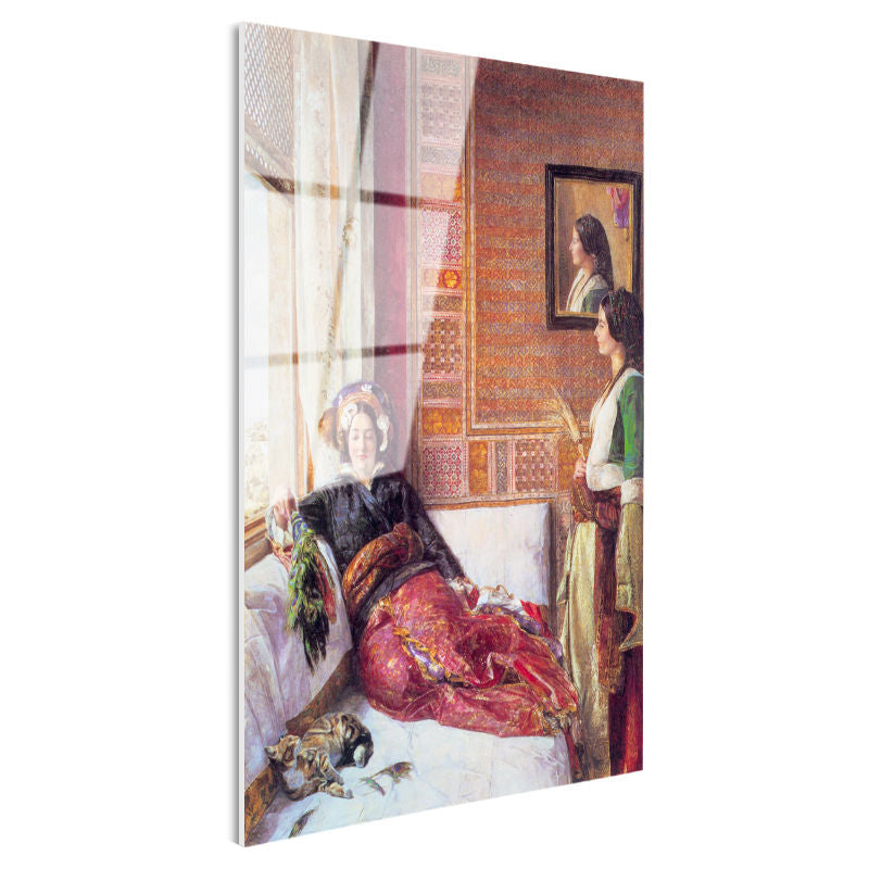 Tamperli Gerçek Cam Tablo Harem Odasında Dinlenen Sultanlar Osmanlı Tablosu Duvar Dekoru