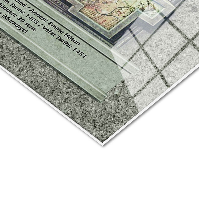 Tamperli Gerçek Cam Tablo İkinci Murad Han Padişah Portresi Osmanlı Tablosu Duvar Dekoru