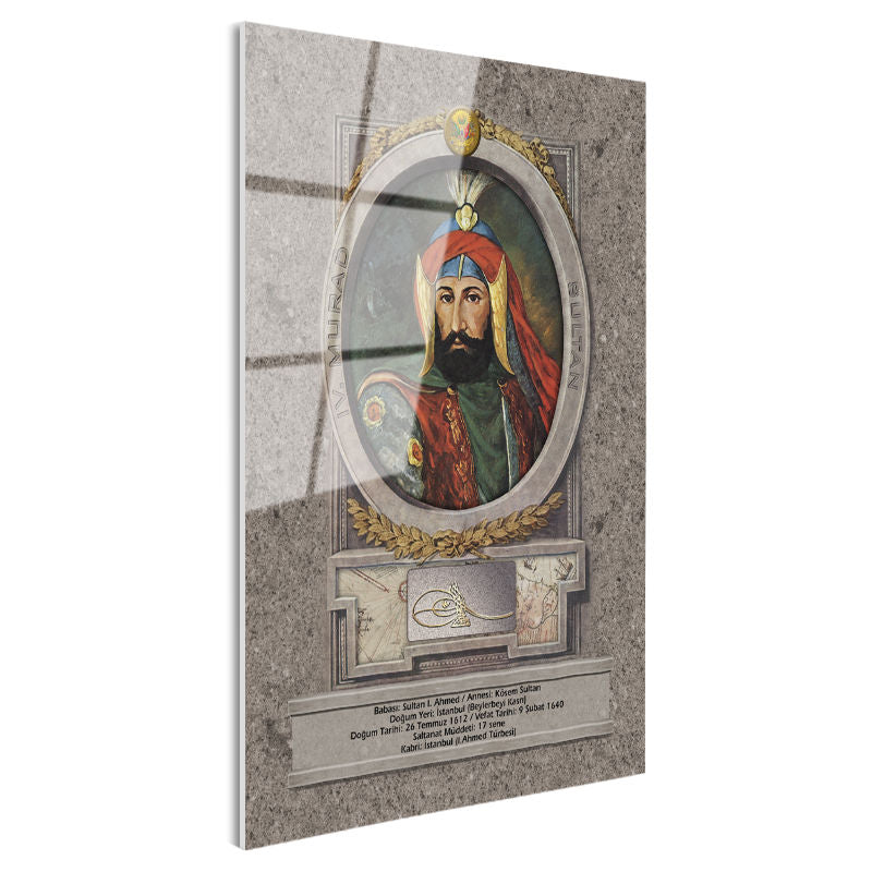 Tamperli Gerçek Cam Tablo Sultan I Ahmed Portresi Osmanlı Tablosu Duvar Dekoru