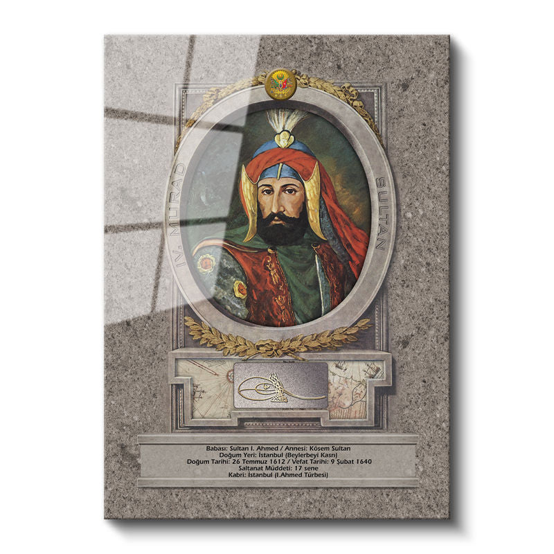 Tamperli Gerçek Cam Tablo Sultan I Ahmed Portresi Osmanlı Tablosu Duvar Dekoru