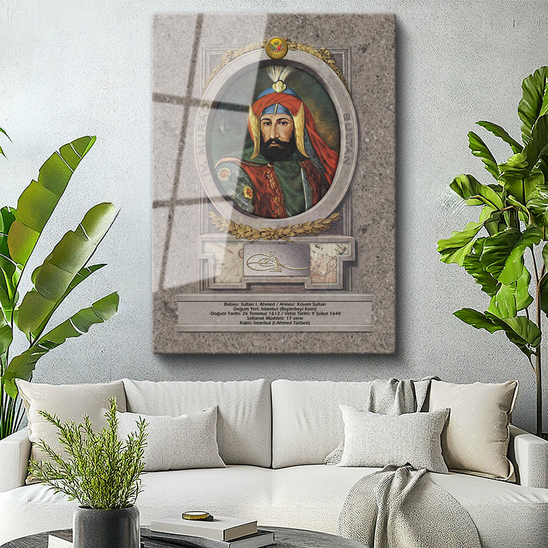 Tamperli Gerçek Cam Tablo Sultan I Ahmed Portresi Osmanlı Tablosu Duvar Dekoru
