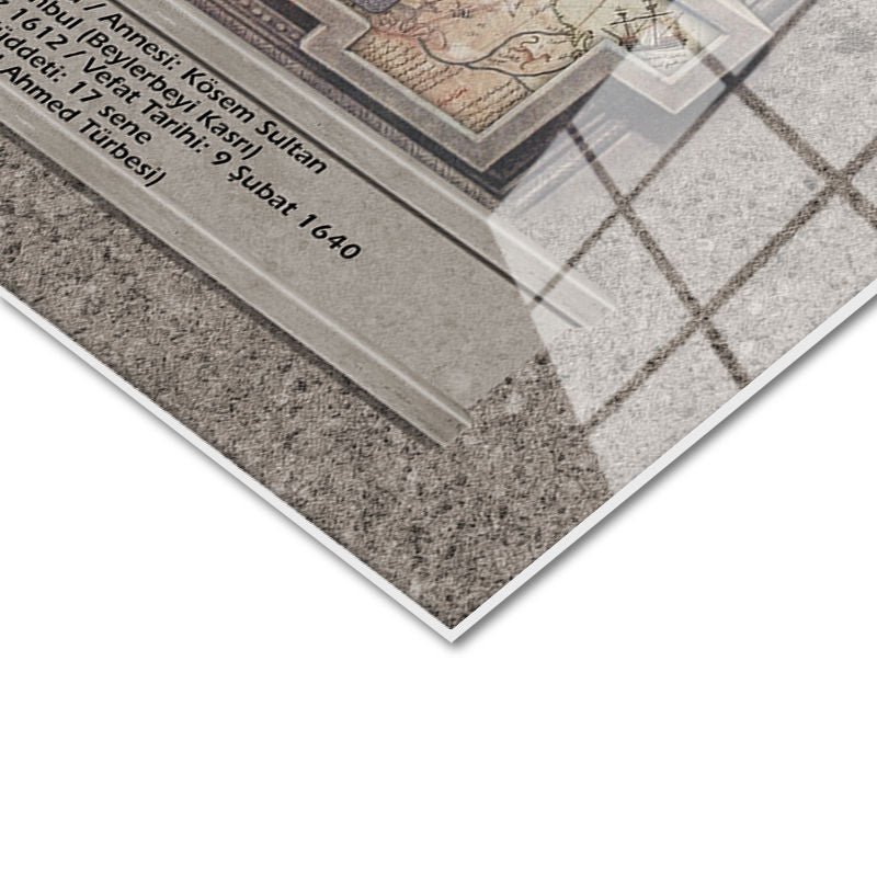 Tamperli Gerçek Cam Tablo Sultan I Ahmed Portresi Osmanlı Tablosu Duvar Dekoru