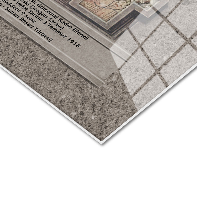 Tamperli Gerçek Cam Tablo Sultan Mehmed Reşad Portresi Osmanlı Tablosu Duvar Dekoru