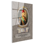 Tamperli Gerçek Cam Tablo Sultan Mehmed Reşad Üniformalı Portre Osmanlı Tablosu Duvar Dekoru