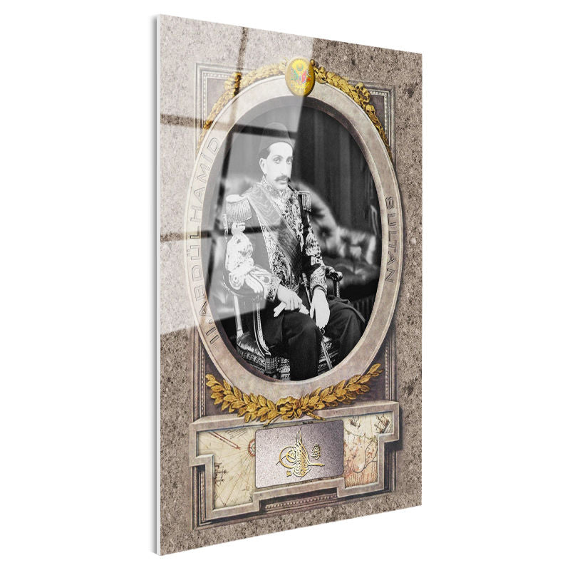 Tamperli Gerçek Cam Tablo Sultan II Abdülhamid Klasik Portre Osmanlı Tablosu Duvar Dekoru