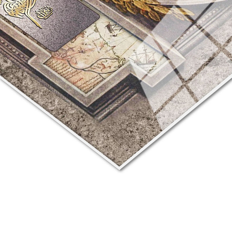 Tamperli Gerçek Cam Tablo Sultan II Abdülhamid Klasik Portre Osmanlı Tablosu Duvar Dekoru