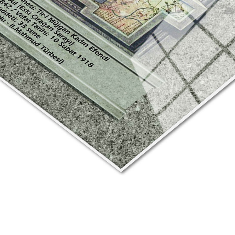 Tamperli Gerçek Cam Tablo Sultan II Abdülhamid Taht Portresi Osmanlı Tablosu Duvar Dekoru