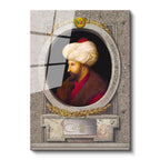 Tamperli Gerçek Cam Tablo Fatih Sultan Mehmed Profil Portresi Osmanlı Tablosu Duvar Dekoru