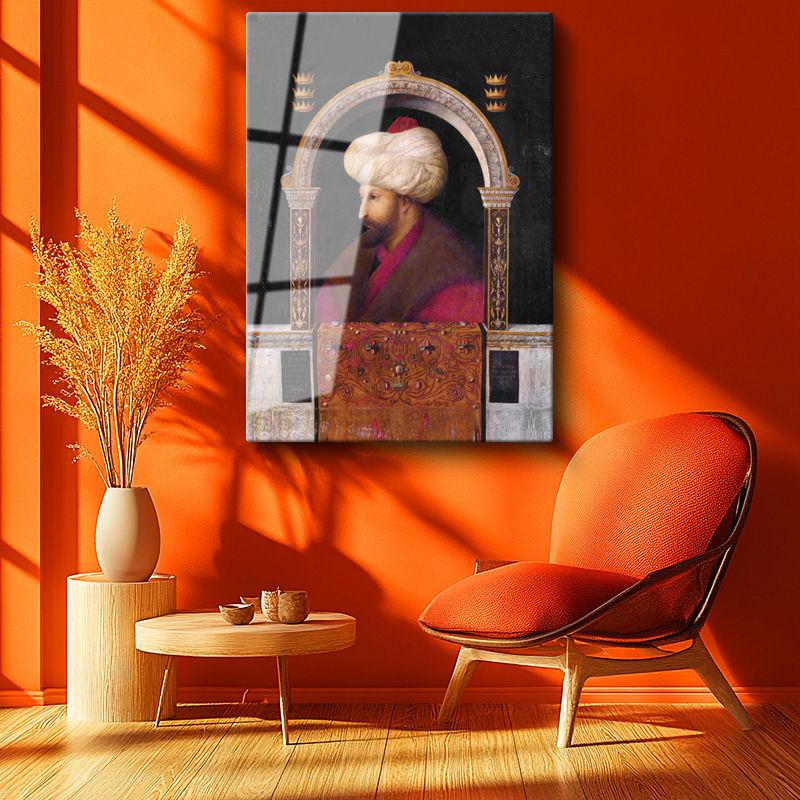 Tamperli Gerçek Cam Tablo Fatih Sultan Mehmed Kemerli Kompozisyon Osmanlı Tablosu Duvar Dekoru