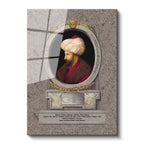 Tamperli Gerçek Cam Tablo Fatih Sultan Mehmed Klasik Portre Osmanlı Tablosu Duvar Dekoru