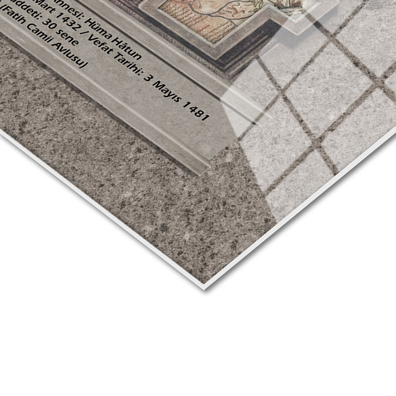 Tamperli Gerçek Cam Tablo Fatih Sultan Mehmed Klasik Portre Osmanlı Tablosu Duvar Dekoru