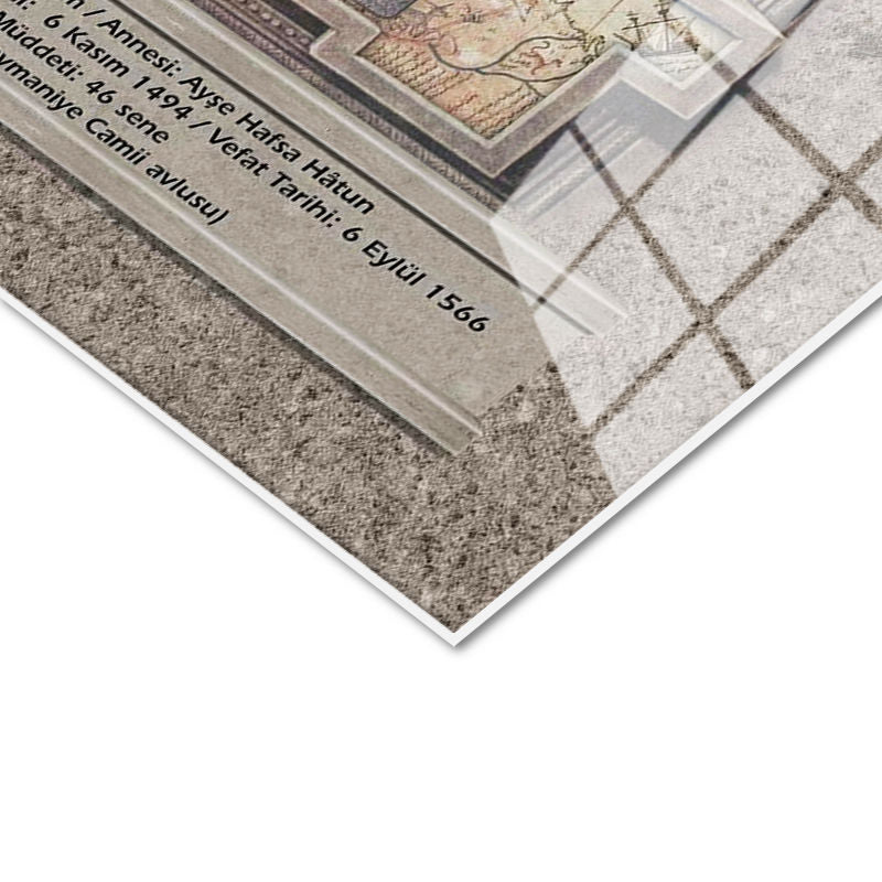 Tamperli Gerçek Cam Tablo Kanuni Sultan Süleyman Portresi Osmanlı Tablosu Duvar Dekoru