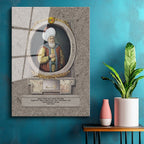 Tamperli Gerçek Cam Tablo Orhan Gazi Portresi Osmanlı Tablosu Duvar Dekoru