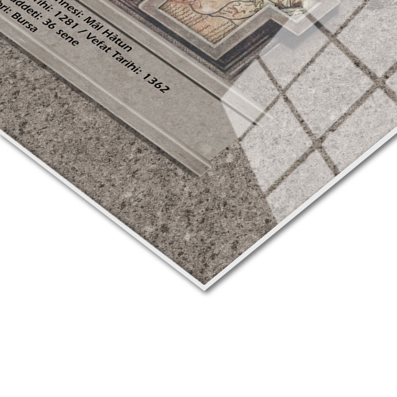 Tamperli Gerçek Cam Tablo Orhan Gazi Portresi Osmanlı Tablosu Duvar Dekoru