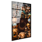 Tamperli Gerçek Cam Tablo Osmanlı Padişahları Kolajı Osmanlı Tablosu Duvar Dekoru