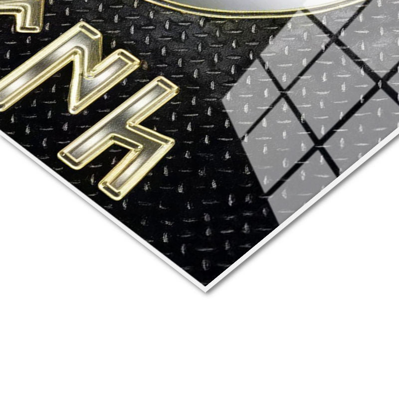 Tamperli Gerçek Cam Tablo Bozkurt Hilal ve Göktürkçe Türk Yazısı Osmanlı Tablosu Duvar Dekoru