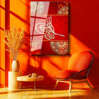 Tamperli Gerçek Cam Tablo Tuğra Formunda Besmele Hat Yazısı Osmanlı Tablosu Duvar Dekoru