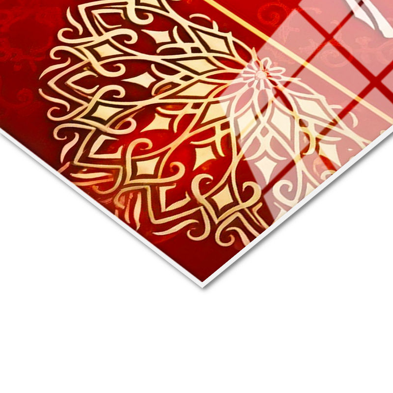 Tamperli Gerçek Cam Tablo Tuğra Formunda Besmele Hat Yazısı Osmanlı Tablosu Duvar Dekoru