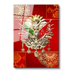 Tamperli Gerçek Cam Tablo Kırmızı Zemin Üzerine Devlet Arması Osmanlı Tablosu Duvar Dekoru