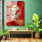 Tamperli Gerçek Cam Tablo Kırmızı Zemin Üzerine Devlet Arması Osmanlı Tablosu Duvar Dekoru