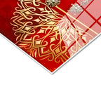 Tamperli Gerçek Cam Tablo Kırmızı Zemin Üzerine Devlet Arması Osmanlı Tablosu Duvar Dekoru