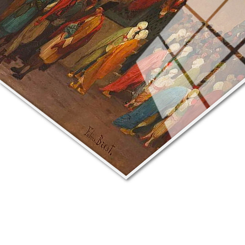 Tamperli Gerçek Cam Tablo Osmanlı Saray Kapısı Tören Sahnesi Duvar Dekoru