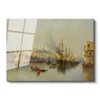Tamperli Gerçek Cam Tablo Haliç Limanı Gemiler Osmanlı Tablosu Duvar Dekoru