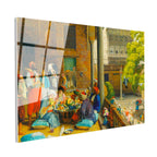 Tamperli Gerçek Cam Tablo Avluda Meyve Ziyafeti Osmanlı Tablosu Duvar Dekoru