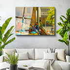 Tamperli Gerçek Cam Tablo Avluda Meyve Ziyafeti Osmanlı Tablosu Duvar Dekoru