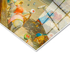 Tamperli Gerçek Cam Tablo Avluda Meyve Ziyafeti Osmanlı Tablosu Duvar Dekoru