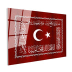 Tamperli Gerçek Cam Tablo Ay Yıldız ve Fetih Ayeti Osmanlı Tablosu Duvar Dekoru