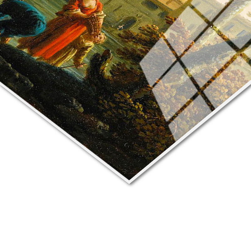 Tamperli Gerçek Cam Tablo C.J. Vernet Balıkçılar Kıyı Kulesi Deniz Kenarı Ressam Tablosu Dekoru