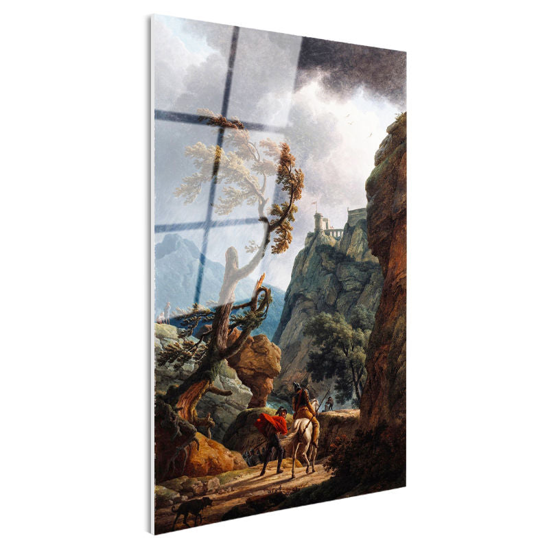 Tamperli Gerçek Cam Tablo C.J. Vernet Kale Manzarası Öncesi Yağmurlu Atmosfer Ressam Tablosu Dekoru