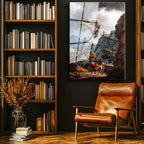 Tamperli Gerçek Cam Tablo C.J. Vernet Kale Manzarası Öncesi Yağmurlu Atmosfer Ressam Tablosu Dekoru