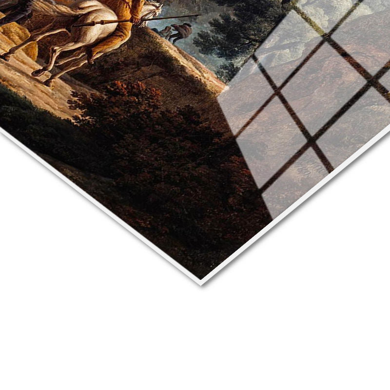 Tamperli Gerçek Cam Tablo C.J. Vernet Kale Manzarası Öncesi Yağmurlu Atmosfer Ressam Tablosu Dekoru