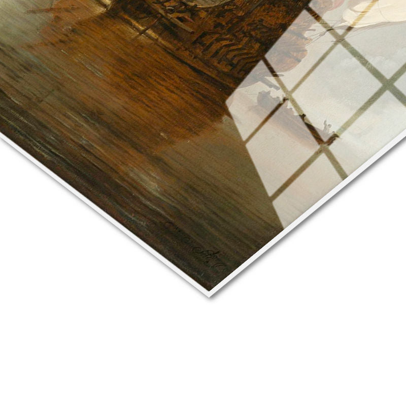 Tamperli Gerçek Cam Tablo Willem Velde Savaş Gemisi Deniz Manzarası Ressam Tablosu Duvar Dekoru