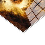 Tamperli Gerçek Cam Tablo M. M. K. Kır Evi Şelale Dere Işık Gece Ressam Tablosu Duvar Dekoru