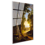 Tamperli Gerçek Cam Tablo Asher Durand Orman İçi Patika Yürüyen Figür Ressam Tablosu Dekoru