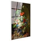 Tamperli Gerçek Cam Tablo Sebastian Wegmayr Nergis ve Kelebekler Kuş Yuvalı Ressam Tablosu Dekoru