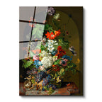 Tamperli Gerçek Cam Tablo Sebastian Wegmayr Nergis ve Kelebekler Kuş Yuvalı Ressam Tablosu Dekoru