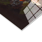 Tamperli Gerçek Cam Tablo Severin Roesen Beyaz Şaraplı Kadeh Çilek Üzüm Ressam Tablosu Dekoru